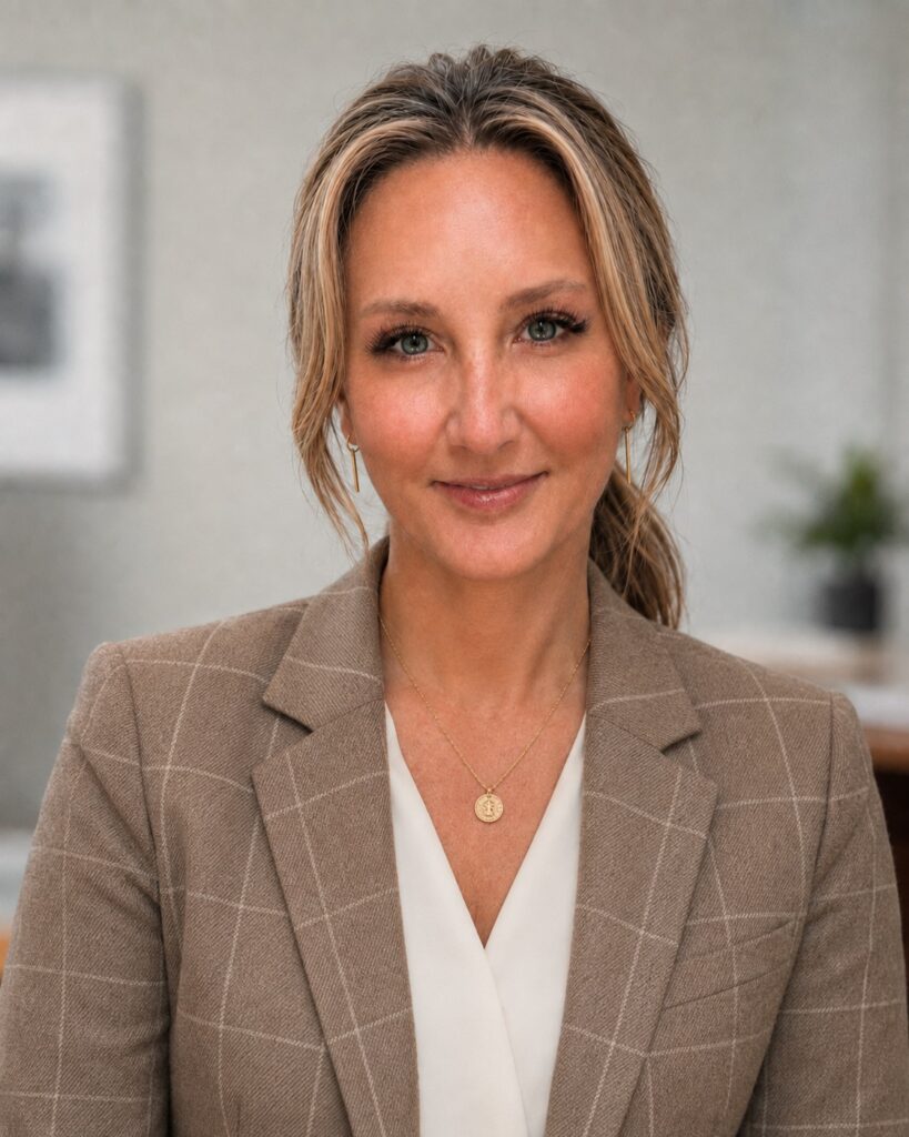 Jolene Maloney wearing a beige blazer and white top in a formal portrait